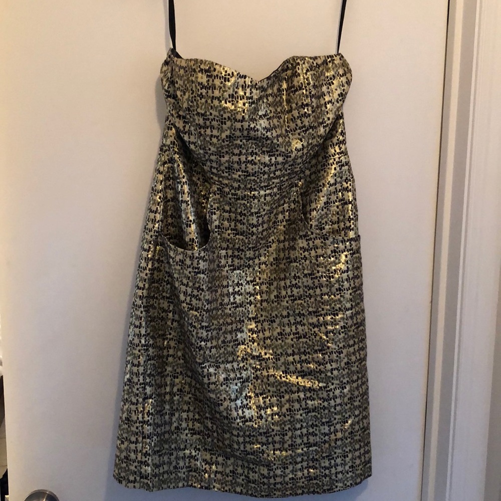 Strapless metallic dress